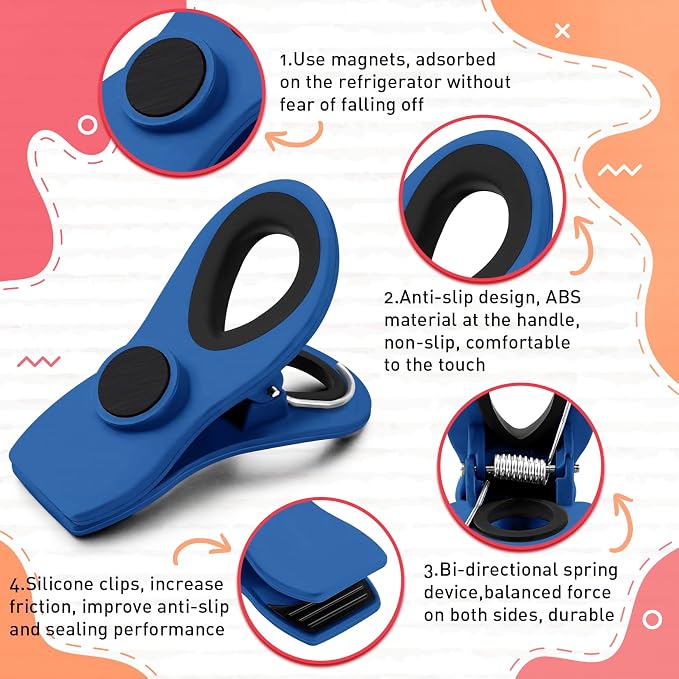 FINDMAG Chip Clips Bag Clips, 12 Pack Plastic Clip - Image 2