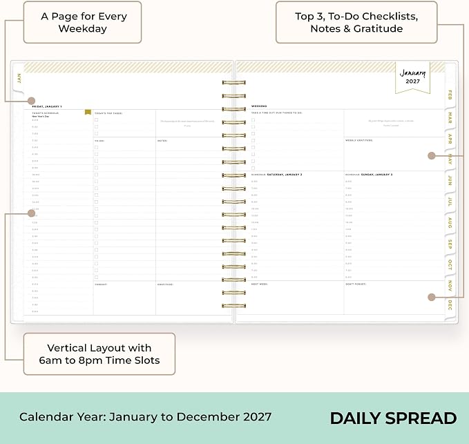 Blue Sky Day Designer 2027 Daily and Monthly Planner Calendar, January 2027 - Image 3