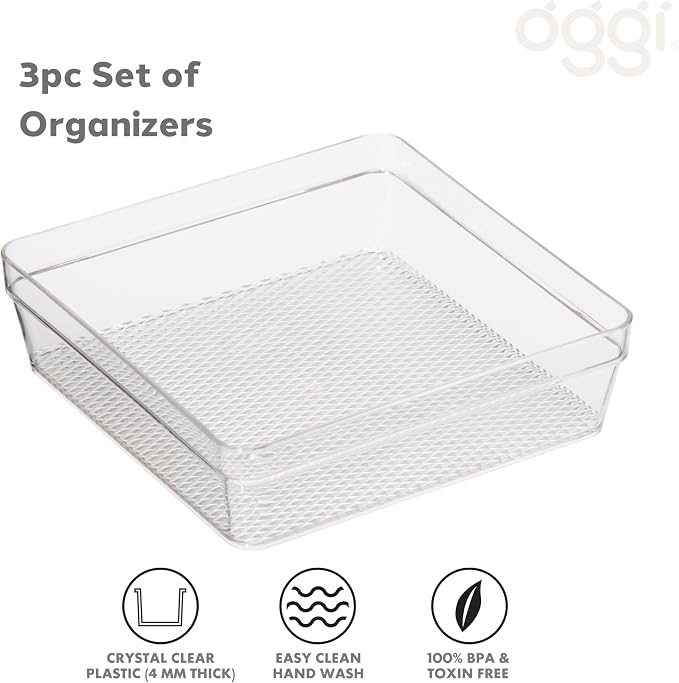 Oggi Set of 3 Clear Drawer Organizers - Image 2