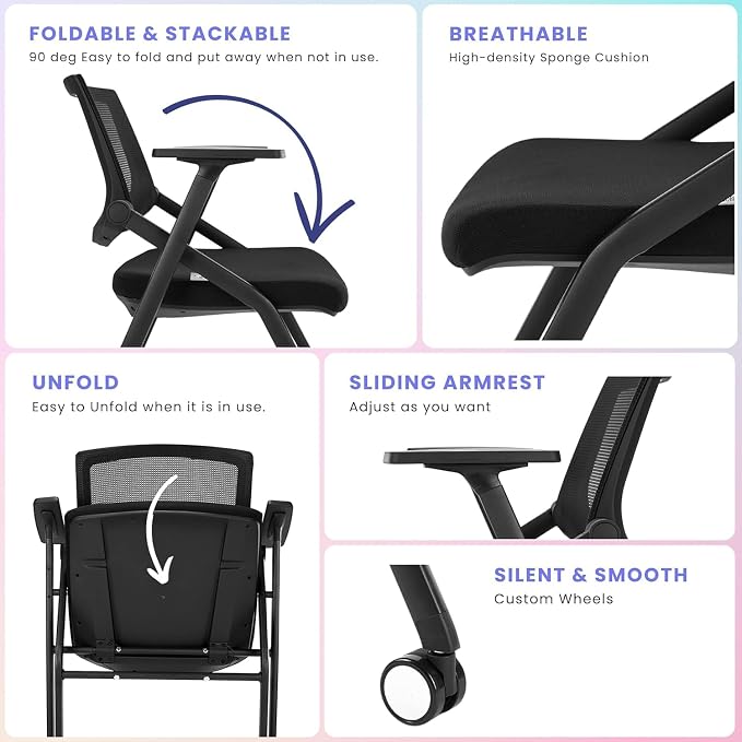 BROBRIYO, 10 Pack Stackable Conference Room Chairs - Image 3