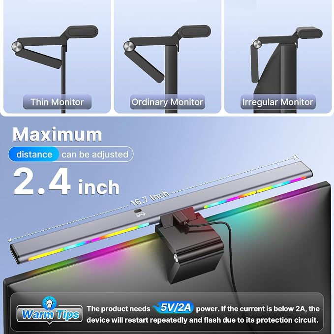 Syrinx Monitor Light Bar for Home Office & Gaming, Eye-Caring Computer Monitor - Image 8