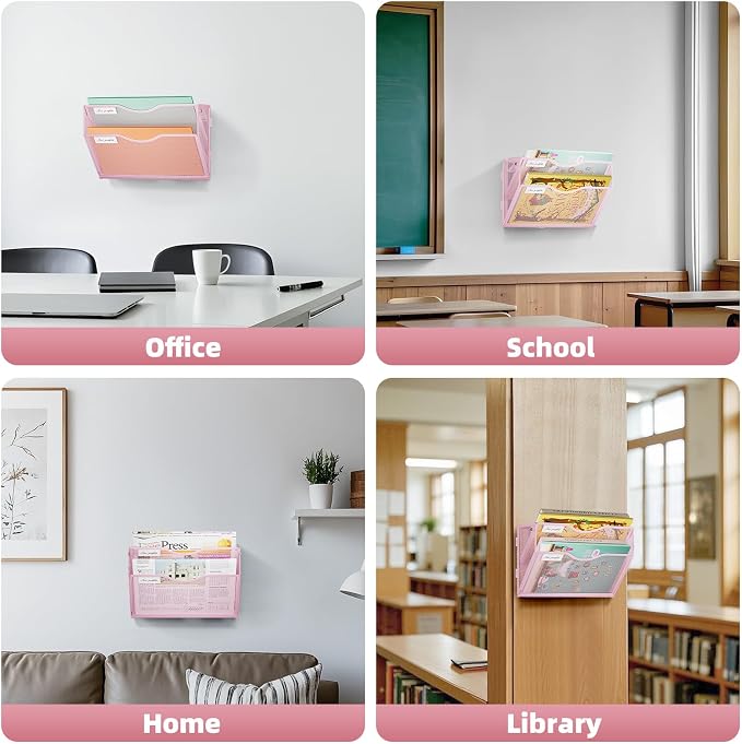 Marbrasse Wall File Holder 2-Tier Hanging Wall File Organizer, Mesh Mail Holder - Image 7
