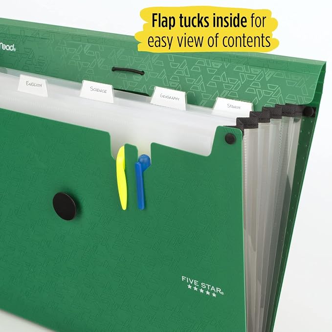 Five Star 6 Pocket Expanding File Organizer, Plastic Expandable File Folders - Image 4