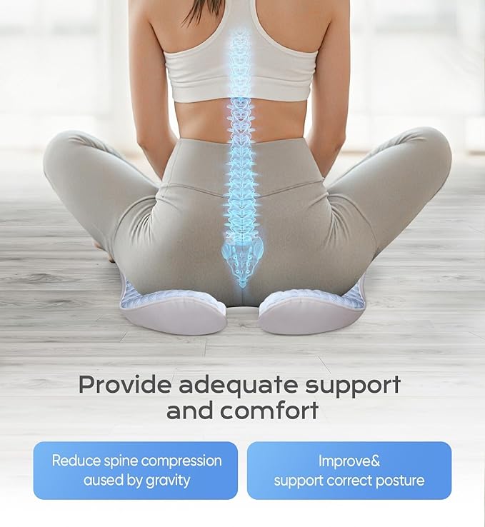 Seat Cushion for Tailbone Pain Relief X-Large ,Ergonomic Office Chair Cushions for Butt Hip Lower Back & Sciatica Pain Relief Pillow,Pressure Relief Seat Cushion for Long Sitting, Car & Plane（Blue)-DeskLoop Office