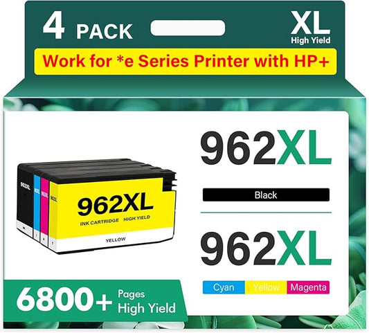 962XL 962 9015e Ink Cartridges Combo Pack: Replacement for HP 9018e Ink 962XL Black and 962 Color 962XL/962 OfficeJet Pro 9025e 9010 9015 9018 9020 9025 9010e 9012e 9020e Printer 4 Pack-DeskLoop Office