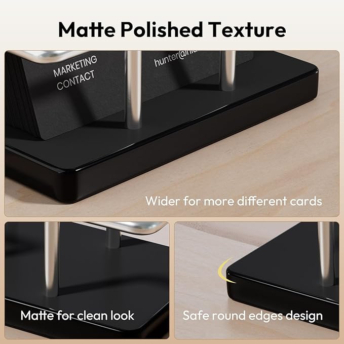 NIUBEE Acrylic Business Card Holder: Metal Business Card Display Stand for Desk - Frosted Name Card Organizer for Office, Reception, Desktop (Silver) - 2pack-DeskLoop Office