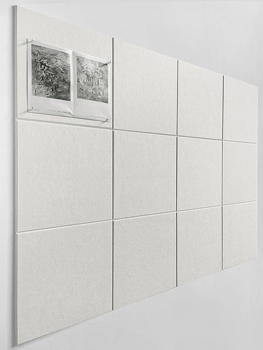 Large Cork Board Alternative - 12-Pack Felt Wall Tiles with Safe Removable Adhesive Tabs, Cork Wall Tiles Bulletin Board Home Office Essentials - Warm White-DeskLoop Office