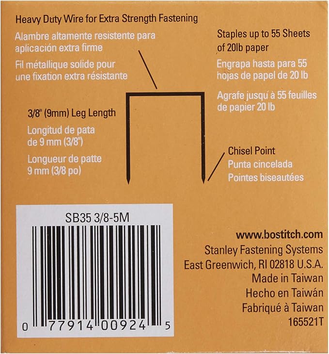 Bostitch Office Heavy Duty Premium Staples, 25-55 Sheets, 0.375 Inch Leg - Image 2