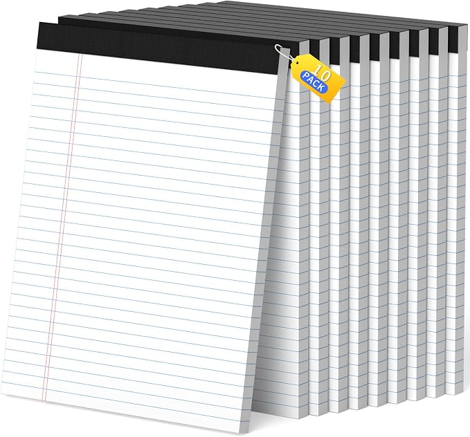 Legal Pads 8.5 x 11, Wide Ruled Paper by Glyanlee