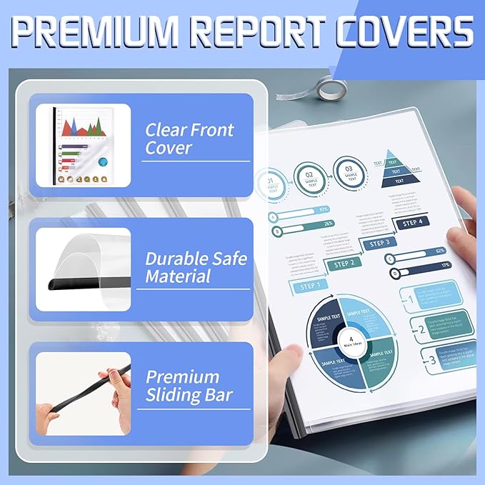 13 Pack Report Covers with Sliding Bar, Presentation Folders Resume Document - Image 4