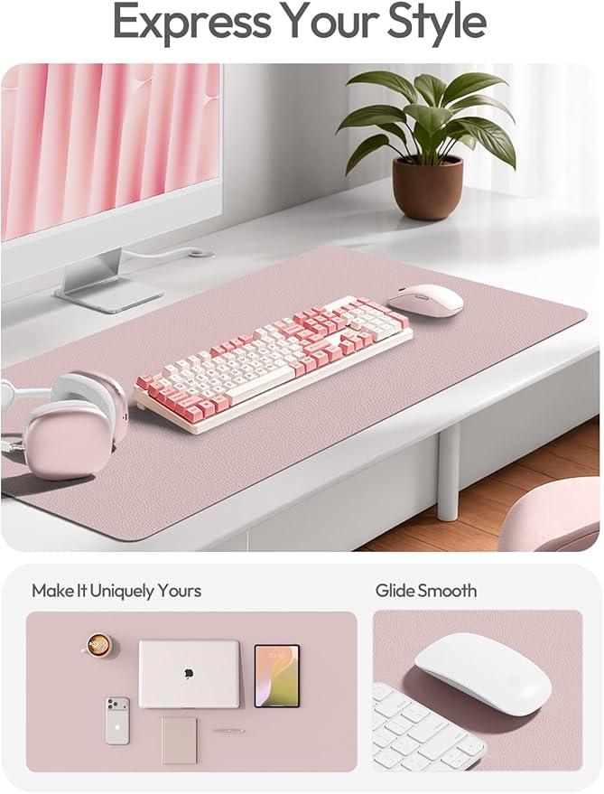 YSAGi Leather Desk Pad Protector, Office Desk Mat, Large Mouse Pad, Non-Slip PU - Image 2