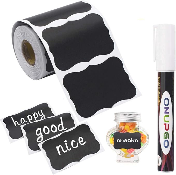 ONUPGO Chalkboard Labels-180pcs Waterproof Reusable Blackboard Stickers by ONUPGO