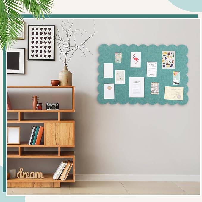 Mooliwe Scalloped Felt Bulletin Board 24 x 18 Inches Foldable Forest Green Pin - Image 5