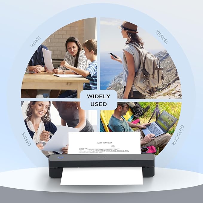 iDPRT Portable-Printer Wireless for Travel, 300DPI Inkless-Thermal-Small-Printer for Home Use, Office, Vehicles, Mobile Bluetooth Printers Supports 8.5" x 11" US Letter&A4&A5 Size, for Phone & PC-DeskLoop Office