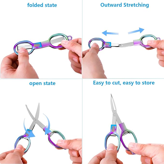 2PCS Folding Scissors, Stainless Steel Safety Portable Mini Travel Small - Image 5