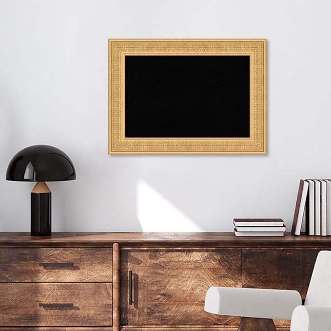 Amanti Art Black Cork Board for Wall, 22x30 Vision Board with Gold Wood Frame, Medium Corkboard Office Decor for Home Organization, Traditional Corkboard Pinboard to Display Items for Home-DeskLoop Office