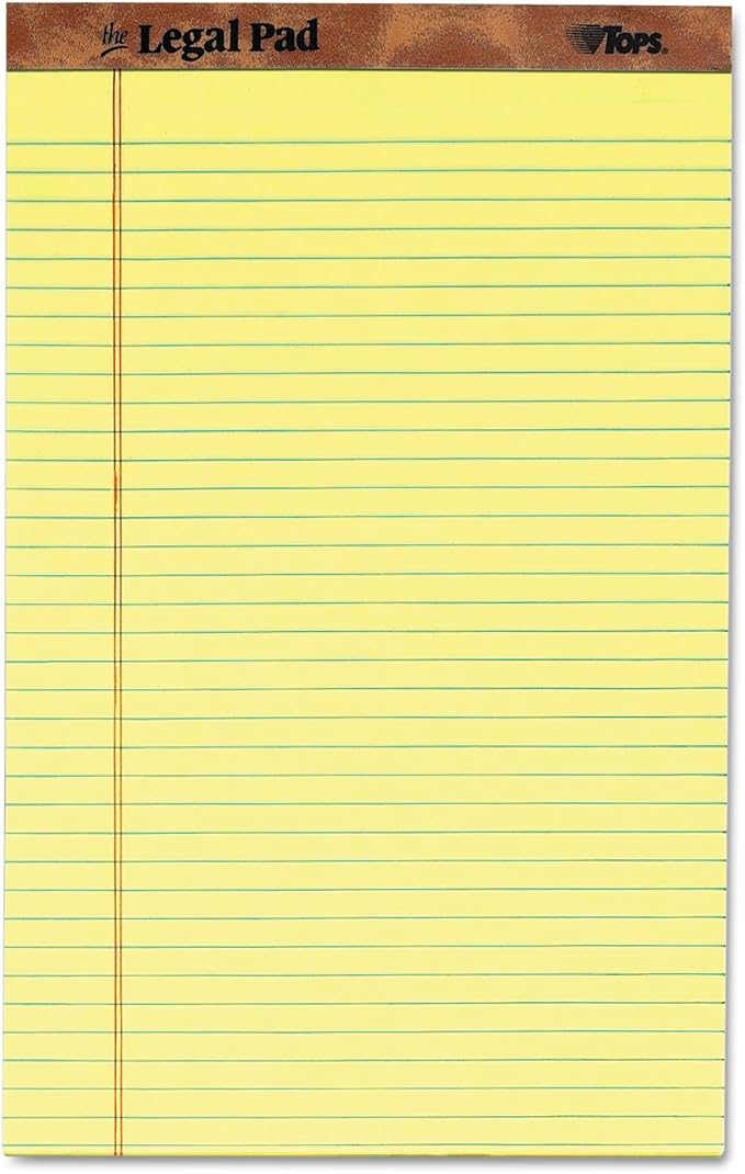 Tops The Legal Pad Writing Pads, 8-1/2" x 14", Canary Paper, Legal Rule by TOPSProducts