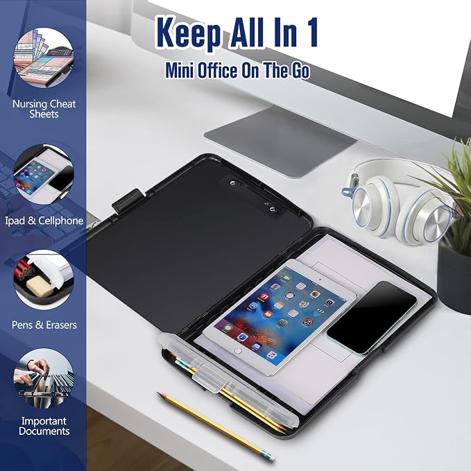 Sunnyclip Clipboard with Storage & Calculator, Heavy Duty Plastic Clip Board - Image 4