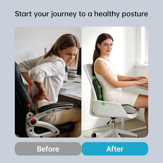 Orthopedic Seat Cushion, L-Shaped Ergonomic Memory Foam Back & Seat Support - Image 4
