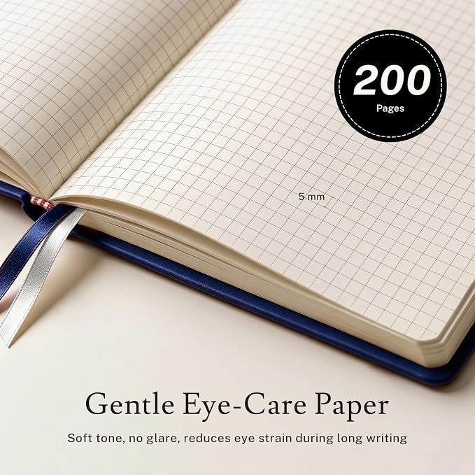 PAGELYST Graph Grid Paper Notebook, 200 Pages, 4 Pack Leather Hardcover Notebook - Image 2
