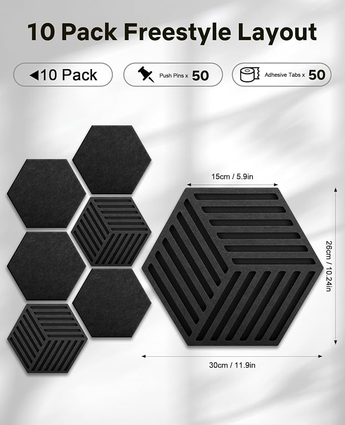 Hexagon Large Cork Bulletin Board Tiles, Peel and Stick Felt Wall Panels - Image 3