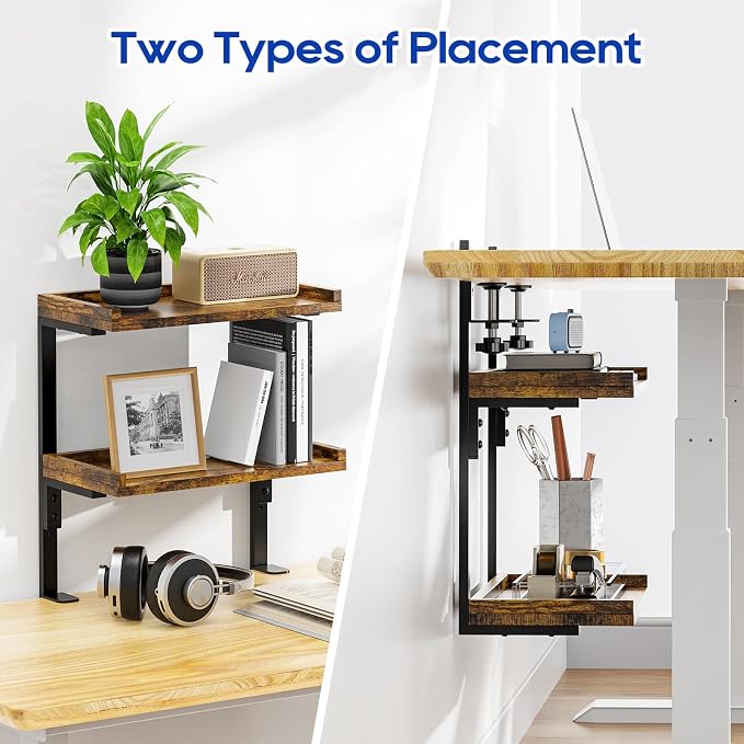 ART-GIFTREE Clamp On Desk Shelf 2-Tier, 12.5 inche Wood Shelving Unit - Image 5
