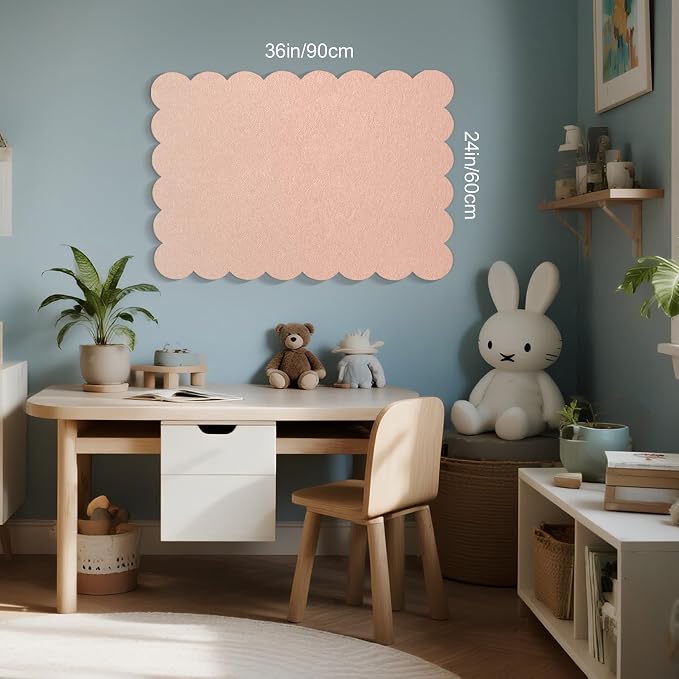 Lightomorrow Scalloped Bulletin Board, 36 x 24 Inches Felt Pin Board - Image 3