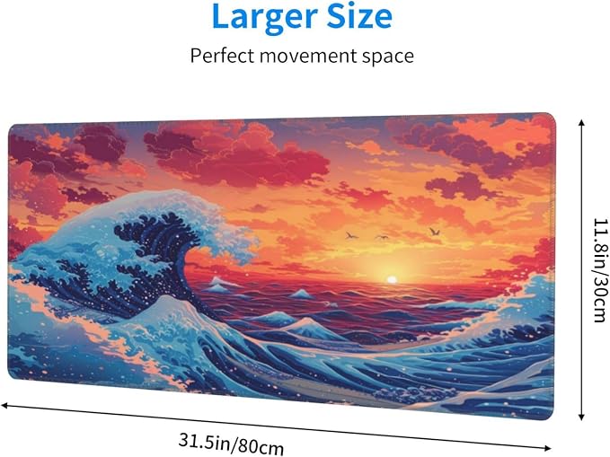 Gaming Mouse Pad Desk Pad, Extended Big Mouse Pad, 31.5x11.8 Inch Long Computer - Image 2
