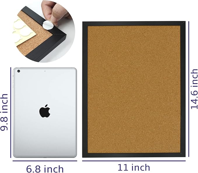 OWLKELA 14.6 X 11 Inch Cork Board Bulletin Board, Wall-Mounted Presentation - Image 2
