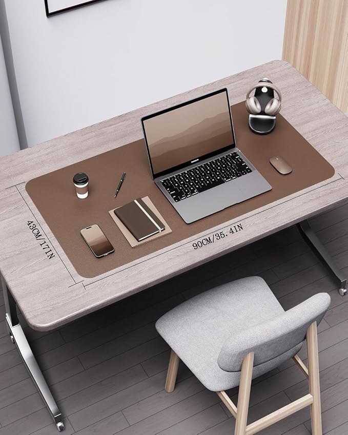 YSAGi Double-Sided Desk Pad, 35.4"x17"Leather Desk Mat, Eco Cork Desk Pad - Image 2