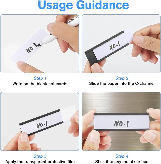MaxGear 100 Pack C Channel Magnetic Label Holders, 1 x 3" | Magnetic Labels - Image 7