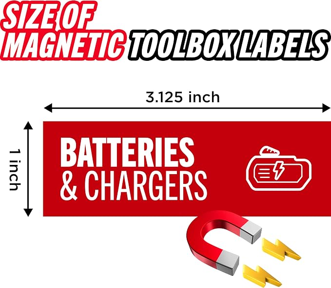 Magnetic Tool Labels for Toolbox – 80 Piece Heavy Duty Drawer & Tool Chest - Image 2