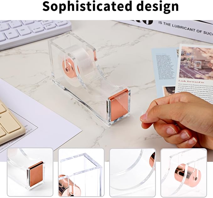 EOOUT Rose Gold Desk Accessories, Office Supplies and Accessories Set, Acrylic - Image 4