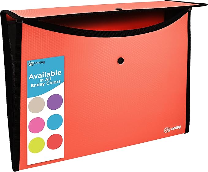 Square Flap Document Holder Red, Expanding File Folder, A4 Letter Size Reusable by Enday