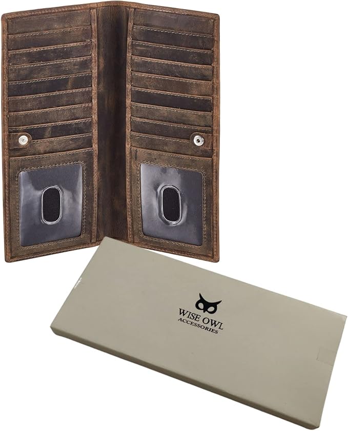 Long Wallet for Men Women Real Leather Bifold RFID Stylish Slim Handmade 2 ID - Image 6