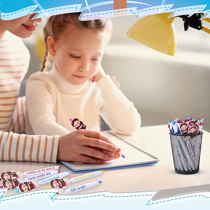 100 Pcs Christian Jesus Pens Bible Verse Pens for Kids Cute Jesus Ballpoint Pens with Inspirational Quotes Sunday Religious Pens for Classroom Prizes Church Christmas Easter Gift