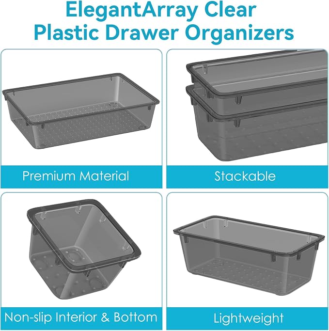 ElegantArray 12-Piece Drawer Organizer Set, 4 Sizes Versatile Plastic Vanity - Image 3