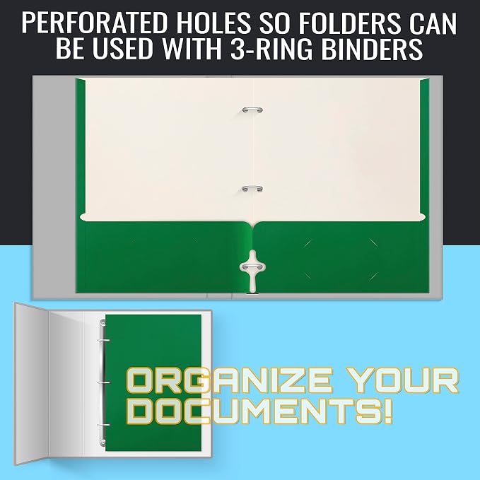 Better Office Products Green Folders, 50 Pack Letter Size Pocket Folders - Image 5