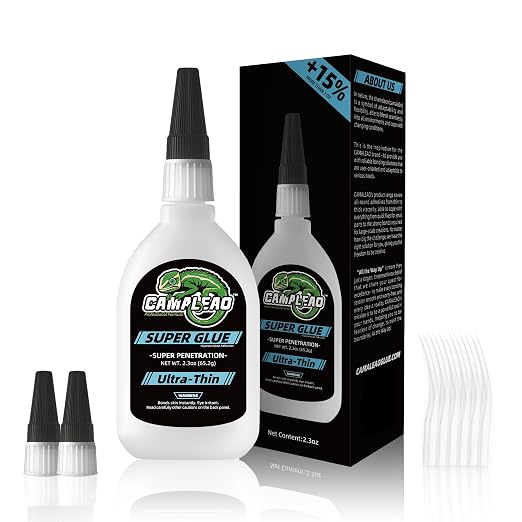 Ultra-Thin Super Glue Liquid Kit 2.3 oz, Fast Drying Clear Superglue by CAMALEAO