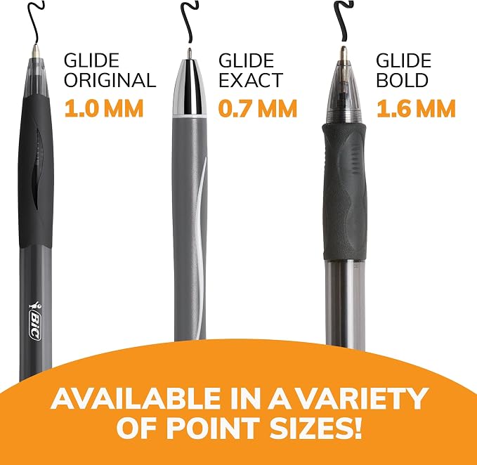 BIC Glide Black Retractable Ballpoint Pens, Medium Point, 4-Count Pack - Image 3