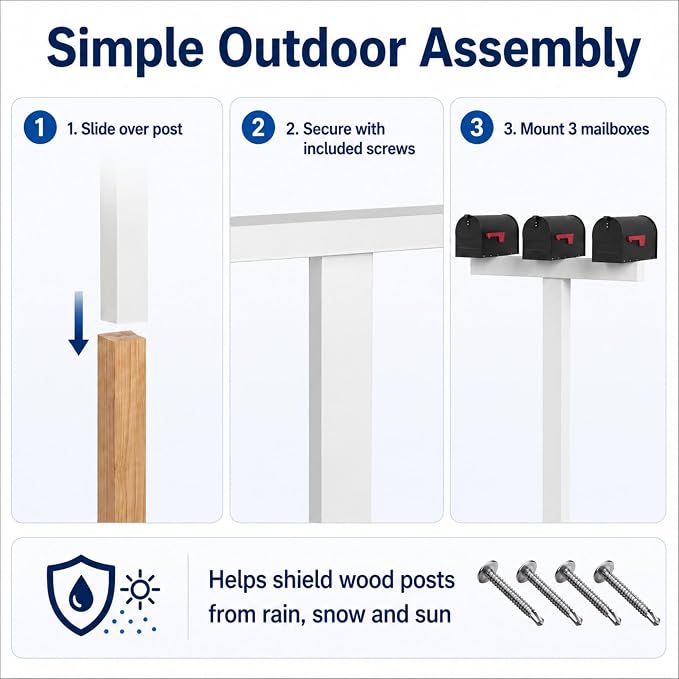 Sintuff Heavy Duty White Vinyl Mailbox Post Sleeve T-Shape Mailbox Stand Mount - Image 4