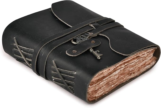 LEATHER VILLAGE Vintage Leather Journal – 200 Handmade Vintage Deckle Edge by LeatherVillage