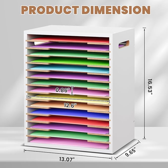 8.5x11 Scrapbook Paper Organizer Wood, 15 Tier Desk File Organizer - Image 3