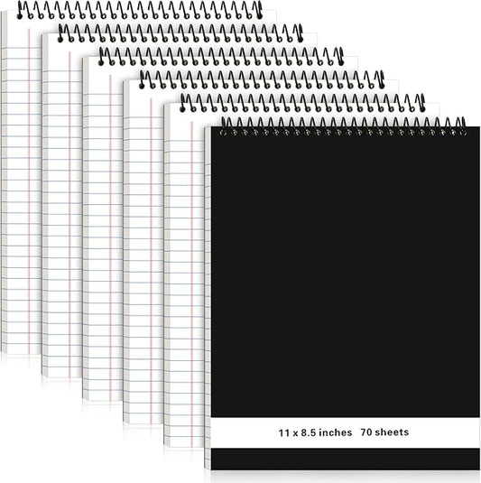 6 Pcs Legal Pad Top Spiral Bound Notebook 70 Sheets Wirebound Notepad Double Sided Ruled Memo Steno Book with Stiff Back Cover for Business(8.5 x 11 Inches,No Holes,White)-DeskLoop Office