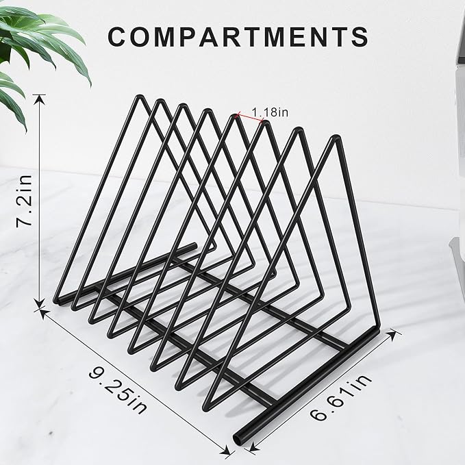 2 Pack Triangle Desk File Organizer, 7 Slots Metal File Sorter Magazine Holder - Image 6