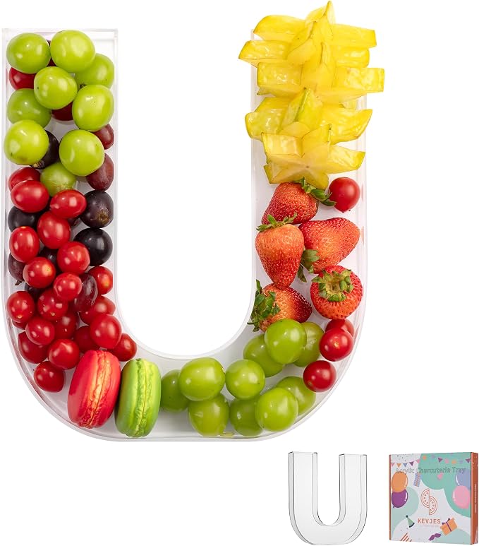 11" Clear Acrylic Letter & Number Charcuterie Tray-Reusable Fillable Alphabet by kevjes
