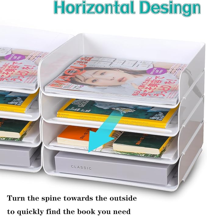 4 Tiers Stackable A4 Paper Trays, Office Desk File Holder, Tidy File Document - Image 6