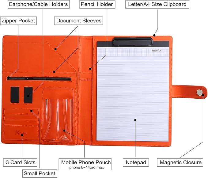 12.8 * 9.6 inch Portfolio Case Business Padfolio, Smart Phone is Usable in - Image 3