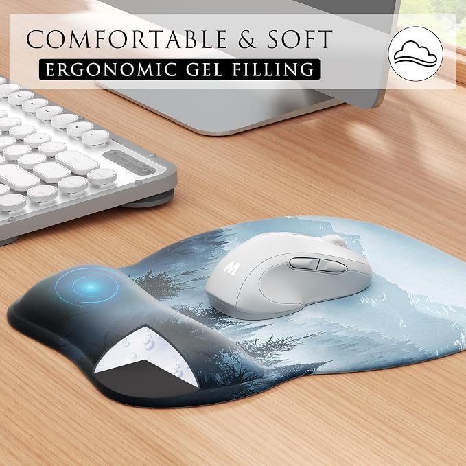 MROCO Ergonomic Mouse Pad with Gel Wrist Rest, 9.4 x 8.1 in, Cloud Forest | - Image 3