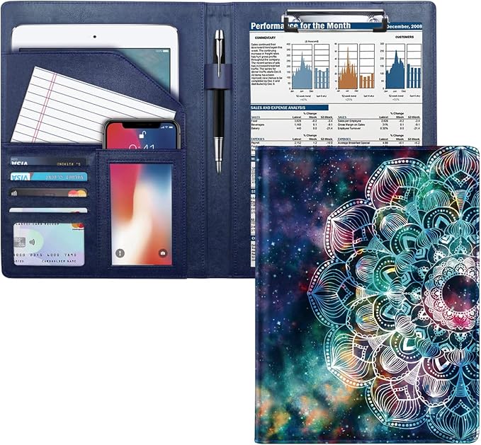 Business Portfolio Folder for Men Women, Padfolio Cover, by WAVEYU